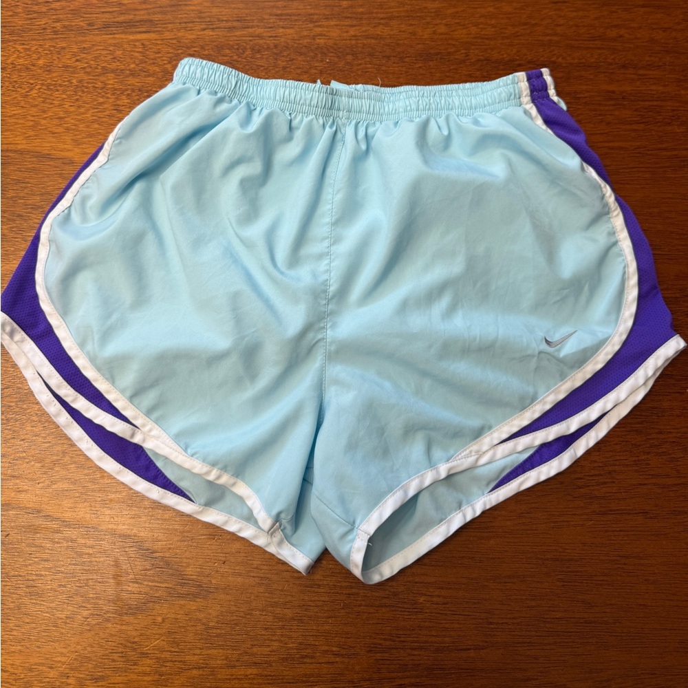 Nike Women's Light Blue and Purple Athletic Shorts